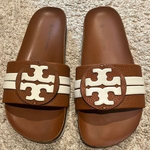 Tory Burch Tan Leather Slides, 7M
